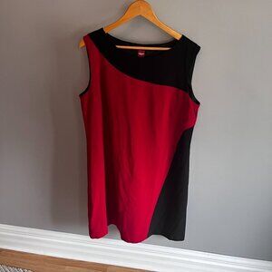 OLSEN EUROPE Y2K colourblock sleeveless black red dress size L / 14 semi formal